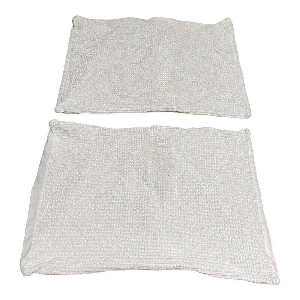 Set Of 2 Oeko-Tex White Waffle Pillow Sham Standard 100 Pillowcases 25x17.25